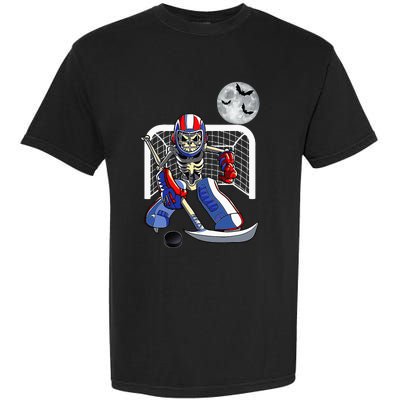 Skeleton Playing Ice Hockey Happy Halloween Day Garment-Dyed Heavyweight T-Shirt