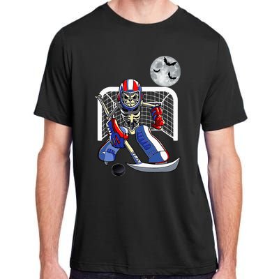 Skeleton Playing Ice Hockey Happy Halloween Day Adult ChromaSoft Performance T-Shirt