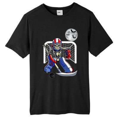 Skeleton Playing Ice Hockey Happy Halloween Day Tall Fusion ChromaSoft Performance T-Shirt