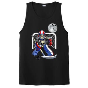 Skeleton Playing Ice Hockey Happy Halloween Day PosiCharge Competitor Tank