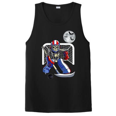 Skeleton Playing Ice Hockey Happy Halloween Day PosiCharge Competitor Tank