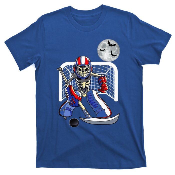 Skeleton Playing Ice Hockey Happy Halloween Day T-Shirt