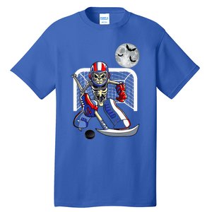 Skeleton Playing Ice Hockey Happy Halloween Day Tall T-Shirt