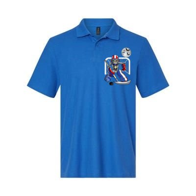 Skeleton Playing Ice Hockey Happy Halloween Day Softstyle Adult Sport Polo