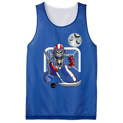 Skeleton Playing Ice Hockey Happy Halloween Day Mesh Reversible Basketball Jersey Tank