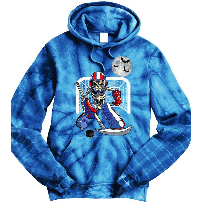 Skeleton Playing Ice Hockey Happy Halloween Day Tie Dye Hoodie