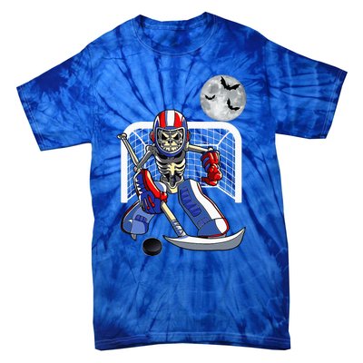 Skeleton Playing Ice Hockey Happy Halloween Day Tie-Dye T-Shirt