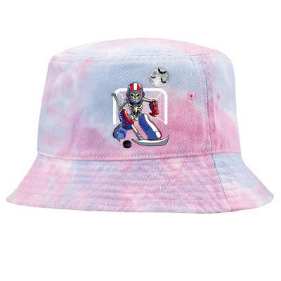 Skeleton Playing Ice Hockey Happy Halloween Day Tie-Dyed Bucket Hat