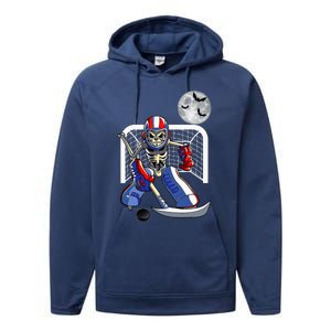 Skeleton Playing Ice Hockey Happy Halloween Day Performance Fleece Hoodie