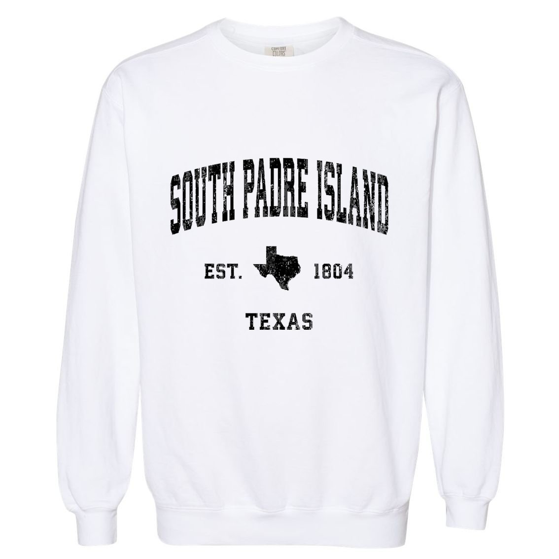 South Padre Island Texas Tx Vintage Athletic Black Sports Garment-Dyed Sweatshirt