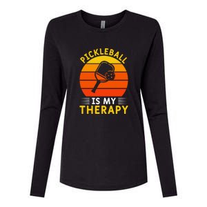 Sunset Pickleball Is My Therapy Paddles Sport Gift Pickleball Team Womens Cotton Relaxed Long Sleeve T-Shirt