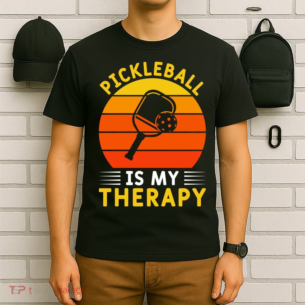 Sunset Pickleball Is My Therapy Paddles Sport Gift Pickleball Team T-Shirt