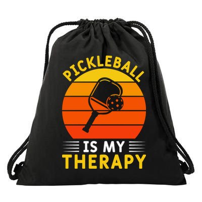 Sunset Pickleball Is My Therapy Paddles Sport Gift Pickleball Team Drawstring Bag