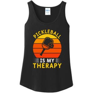 Sunset Pickleball Is My Therapy Paddles Sport Gift Pickleball Team Ladies Essential Tank