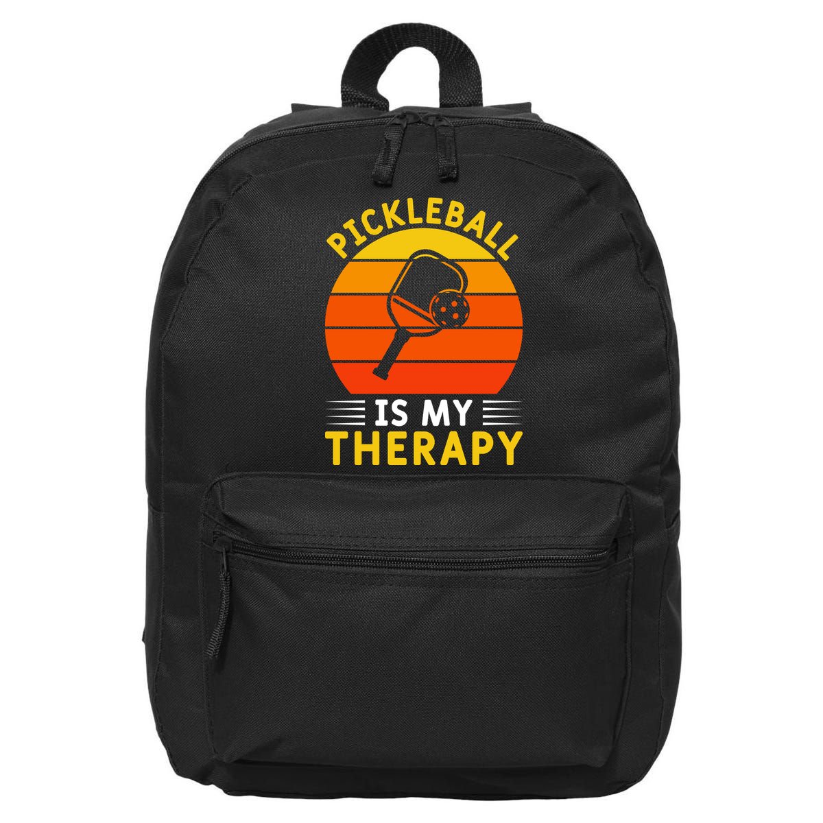 Sunset Pickleball Is My Therapy Paddles Sport Gift Pickleball Team 16 in Basic Backpack
