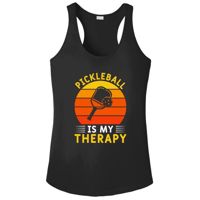 Sunset Pickleball Is My Therapy Paddles Sport Gift Pickleball Team Ladies PosiCharge Competitor Racerback Tank