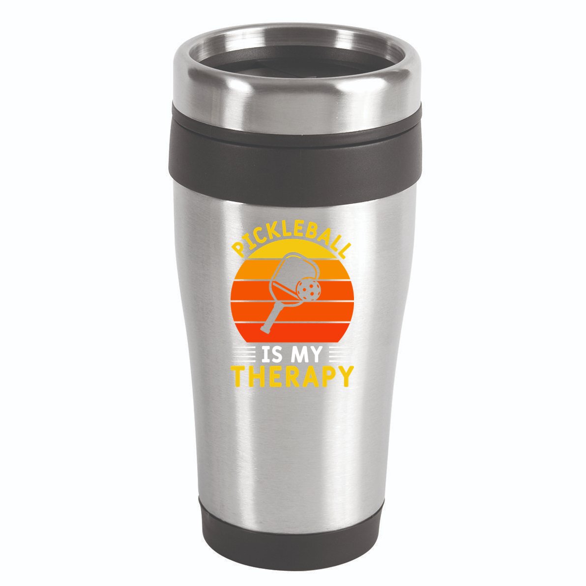 Sunset Pickleball Is My Therapy Paddles Sport Gift Pickleball Team 16oz Travel Tumbler