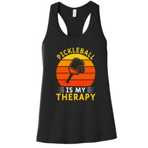 Sunset Pickleball Is My Therapy Paddles Sport Gift Pickleball Team Women's Racerback Tank