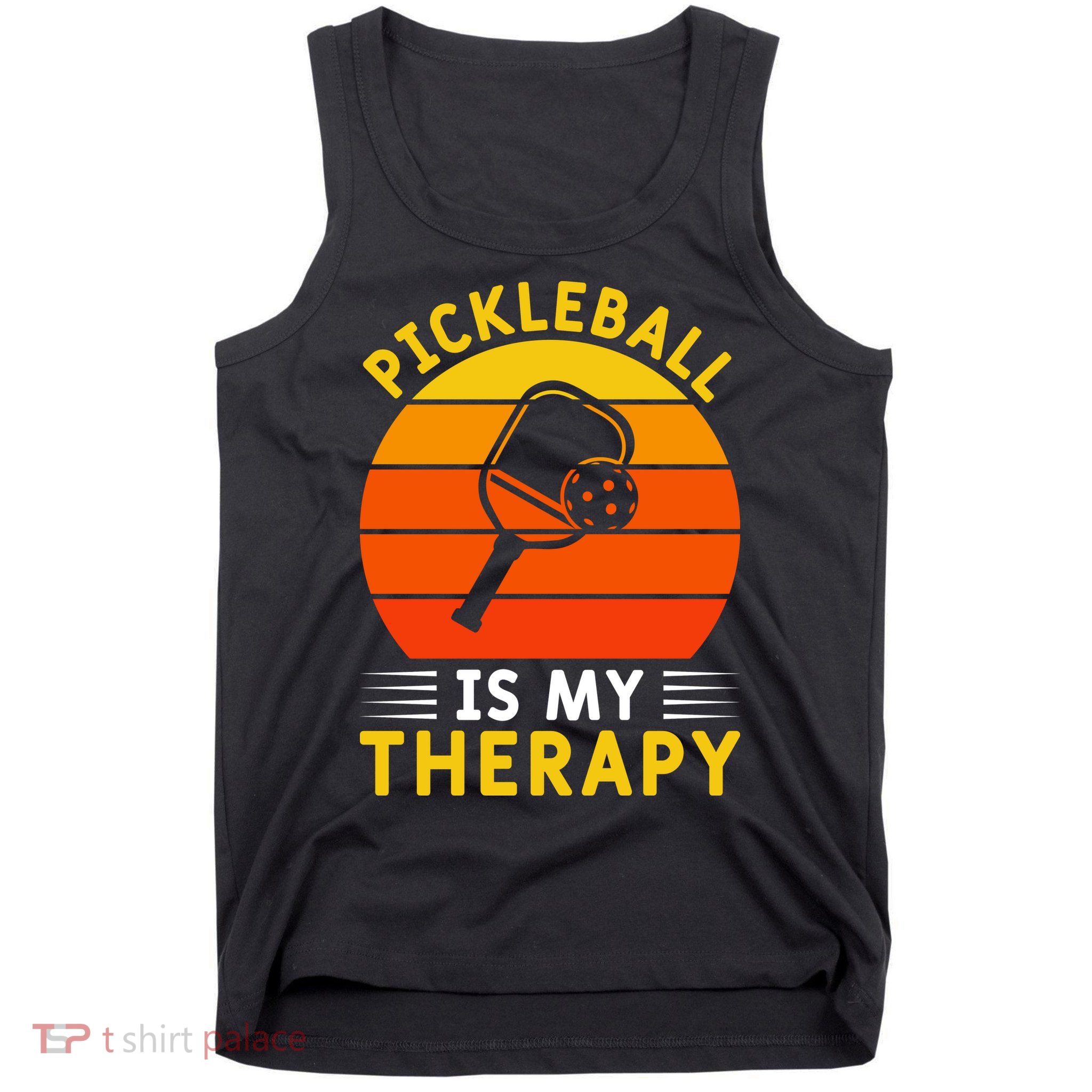 Sunset Pickleball Is My Therapy Paddles Sport Gift Pickleball Team Tank Top