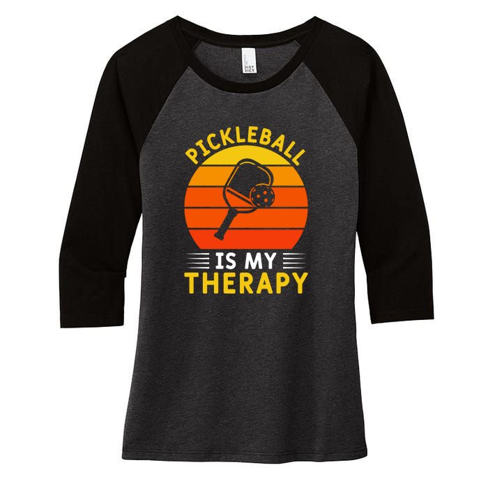 Sunset Pickleball Is My Therapy Paddles Sport Gift Pickleball Team Women's Tri-Blend 3/4-Sleeve Raglan Shirt