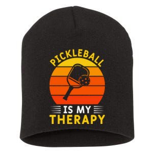 Sunset Pickleball Is My Therapy Paddles Sport Gift Pickleball Team Short Acrylic Beanie