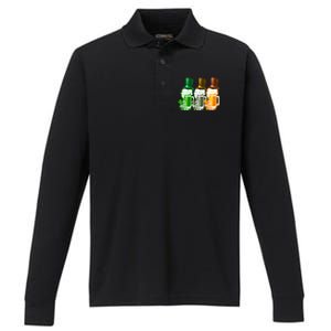 St Patrick's Irish Beer Ing Team Ireland Flag Clover Gift Performance Long Sleeve Polo