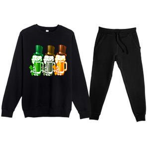 St Patrick's Irish Beer Ing Team Ireland Flag Clover Gift Premium Crewneck Sweatsuit Set