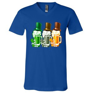 St Patrick's Irish Beer Ing Team Ireland Flag Clover Gift V-Neck T-Shirt