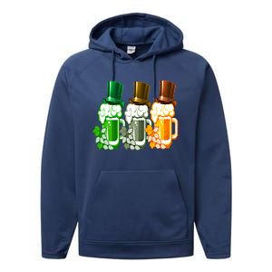 St Patrick's Irish Beer Ing Team Ireland Flag Clover Gift Performance Fleece Hoodie