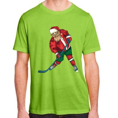 Santa Playing Ice Hockey Cool Christmas Funny Gift Adult ChromaSoft Performance T-Shirt