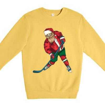 Santa Playing Ice Hockey Cool Christmas Funny Gift Premium Crewneck Sweatshirt