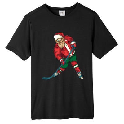 Santa Playing Ice Hockey Cool Christmas Funny Gift Tall Fusion ChromaSoft Performance T-Shirt