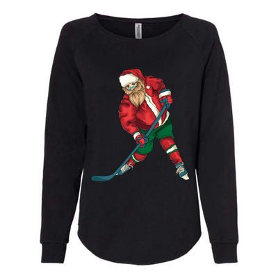 Santa Playing Ice Hockey Cool Christmas Funny Gift Womens California Wash Sweatshirt