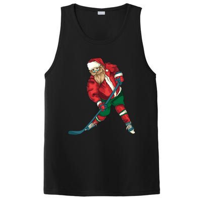 Santa Playing Ice Hockey Cool Christmas Funny Gift PosiCharge Competitor Tank