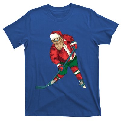 Santa Playing Ice Hockey Cool Christmas Funny Gift T-Shirt