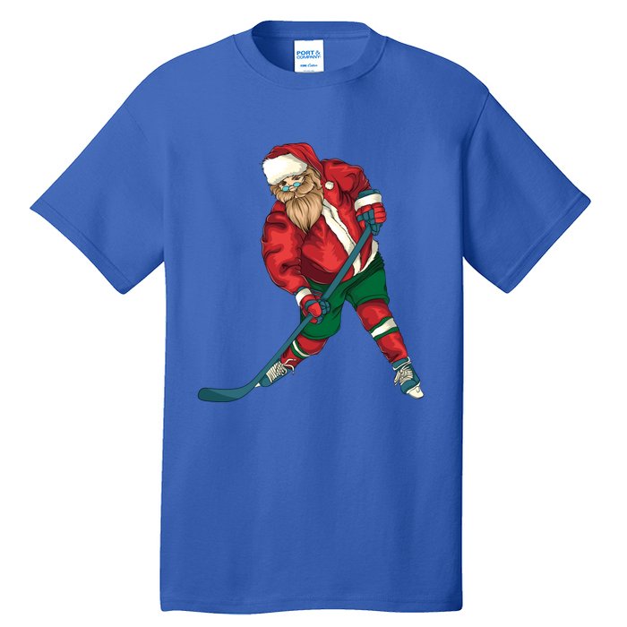 Santa Playing Ice Hockey Cool Christmas Funny Gift Tall T-Shirt