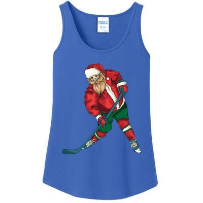 Santa Playing Ice Hockey Cool Christmas Funny Gift Ladies Essential Tank