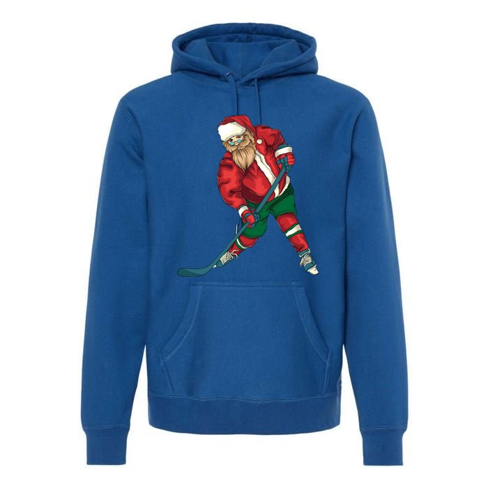 Santa Playing Ice Hockey Cool Christmas Funny Gift Premium Hoodie