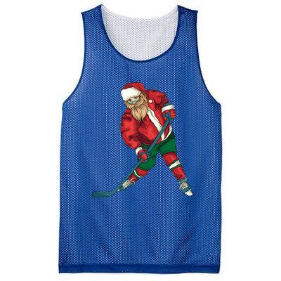 Santa Playing Ice Hockey Cool Christmas Funny Gift Mesh Reversible Basketball Jersey Tank