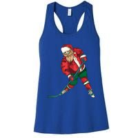 Santa Playing Ice Hockey Cool Christmas Funny Gift Women's Racerback Tank