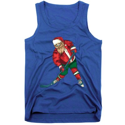 Santa Playing Ice Hockey Cool Christmas Funny Gift Tank Top