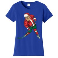 Santa Playing Ice Hockey Cool Christmas Funny Gift Women's T-Shirt