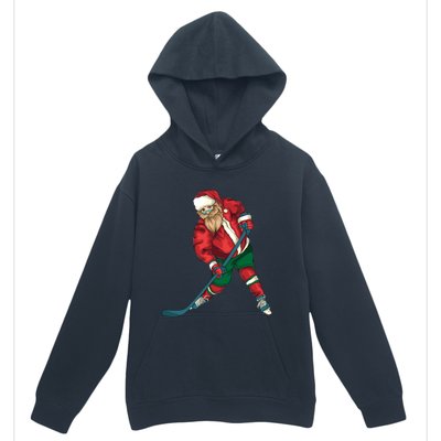 Santa Playing Ice Hockey Cool Christmas Funny Gift Urban Pullover Hoodie