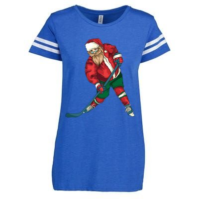 Santa Playing Ice Hockey Cool Christmas Funny Gift Enza Ladies Jersey Football T-Shirt