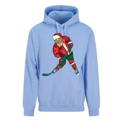 Santa Playing Ice Hockey Cool Christmas Funny Gift Unisex Surf Hoodie