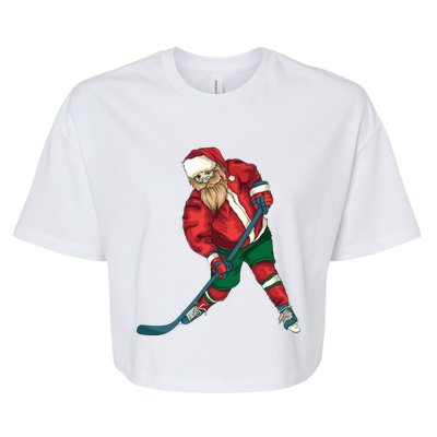 Santa Playing Ice Hockey Cool Christmas Funny Gift Bella+Canvas Jersey Crop Tee