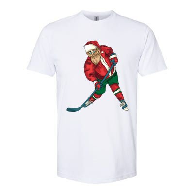 Santa Playing Ice Hockey Cool Christmas Funny Gift Softstyle CVC T-Shirt