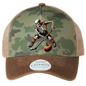 Skeleton Playing Ice Hockey Halloween Costume Gift Legacy Tie Dye Trucker Hat