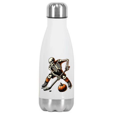 Skeleton Playing Ice Hockey Halloween Costume Gift Stainless Steel Insulated Water Bottle