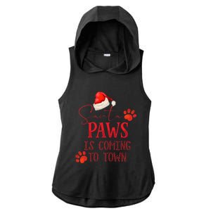 Santa Paws Is Coming To Town Christmas Ladies PosiCharge Tri-Blend Wicking Draft Hoodie Tank